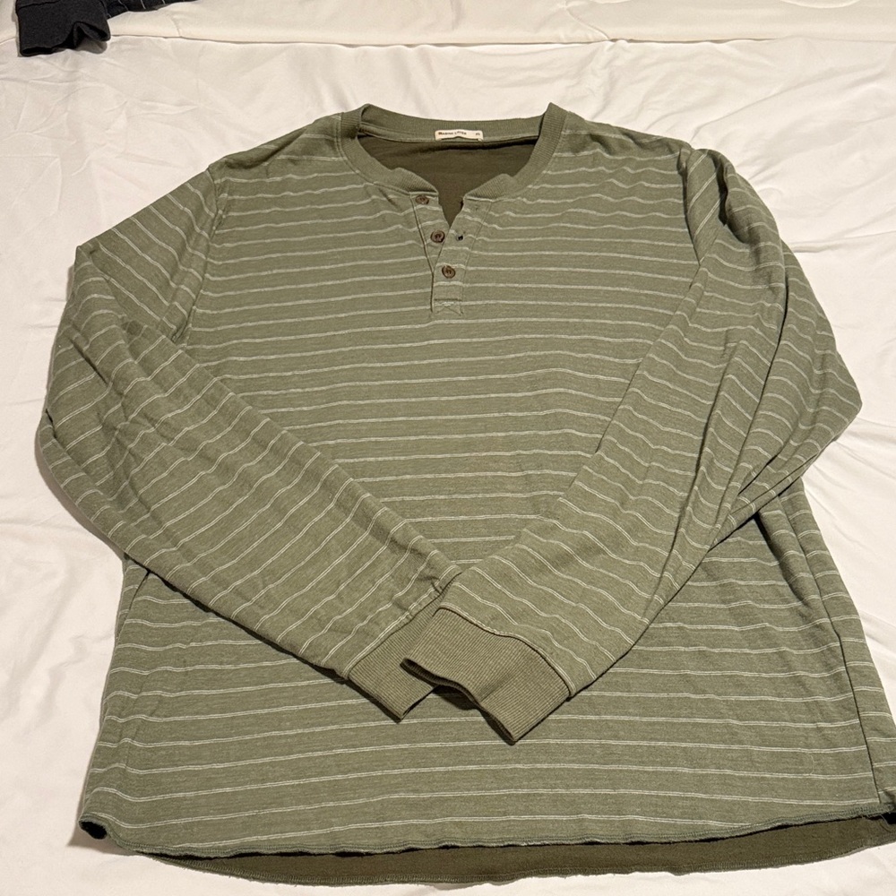 Marine Layer Sage Striped Long Sleeve Henley